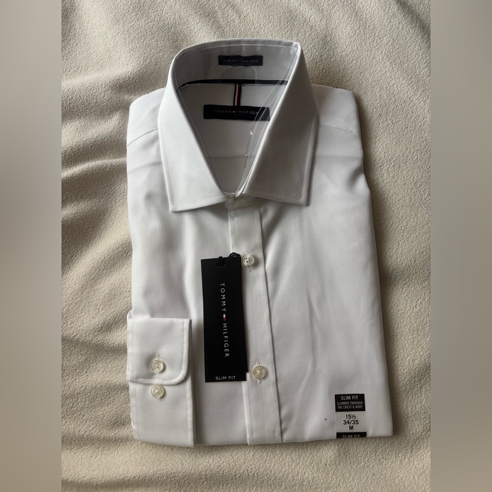 Tommy Hilfiger Men's Slim Fit White Dress Shirt